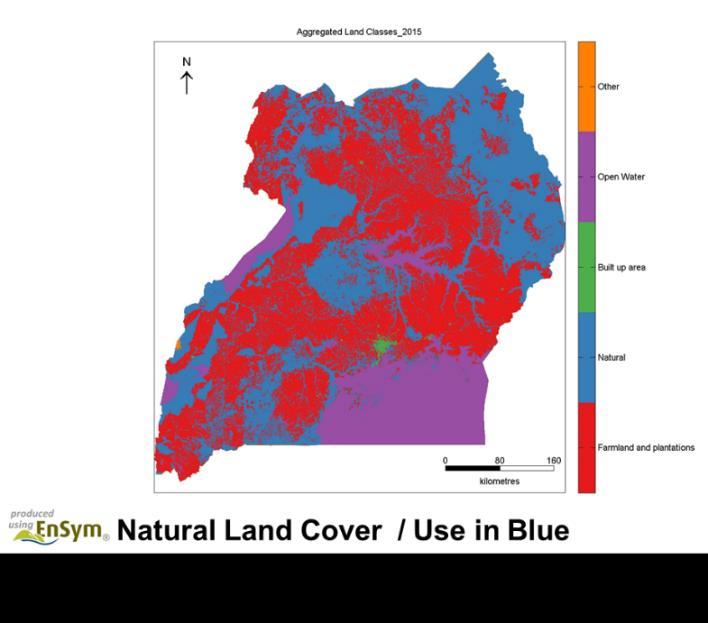 Aggregated Land Cover Accounts: Using this information, accounts have then been created for 1990, 2005, 2010 and 2015 for the extent of: natural land cover open water farmland and plantation