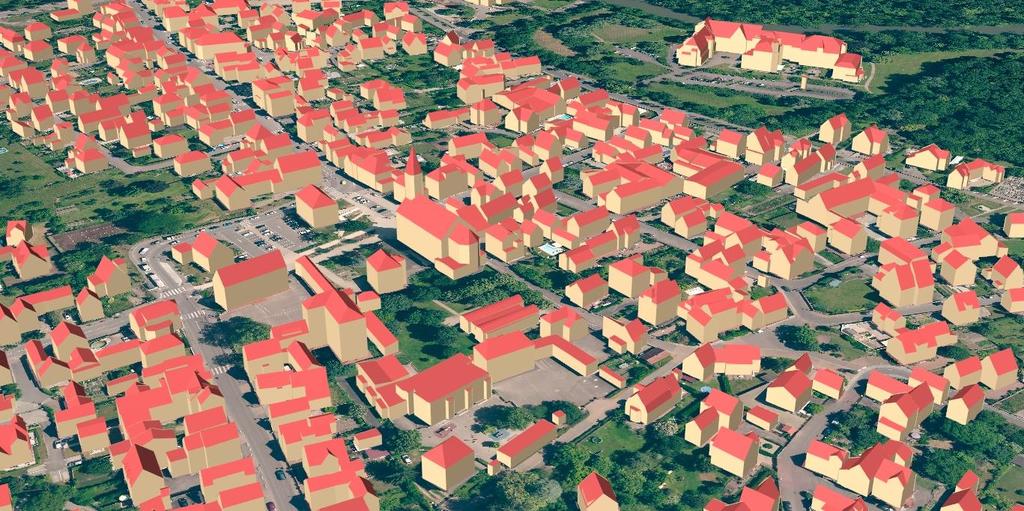 obtained by photogrammetric stereorestitution of the roofs