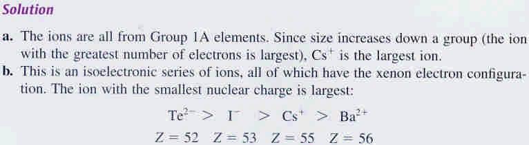 Ex 8.4 Relative Lon Size II Choose the largest ion in each of the