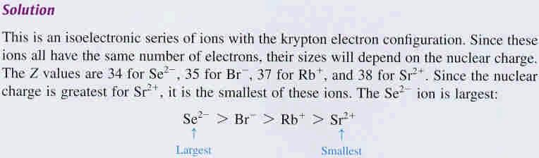 Ex 8.3 Relative Lon Size I P342 Arrange the ions Se