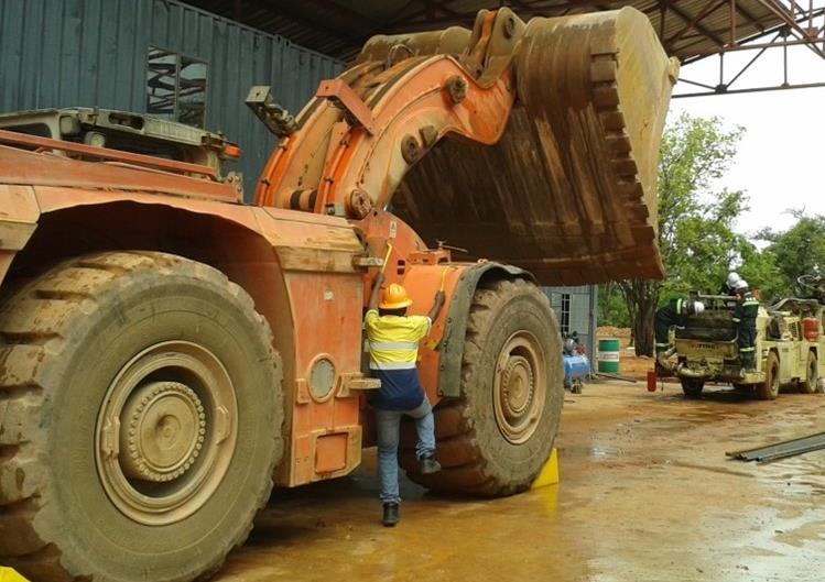 Kamoa-Kakula Maintenance of one of the load-haul-dump (LHD) underground mining vehicles