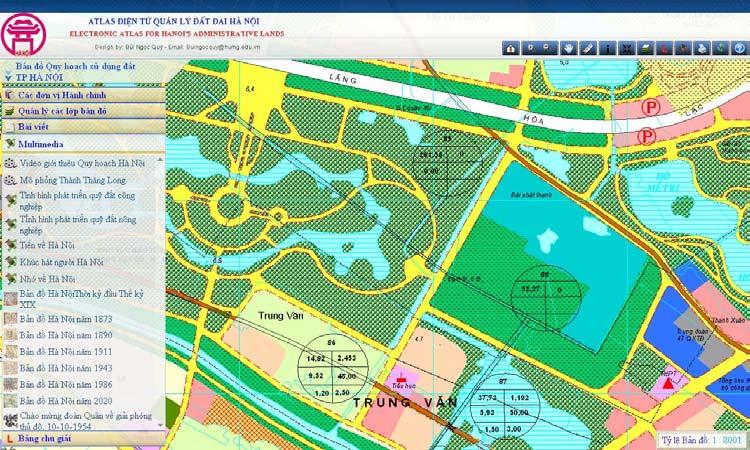 The functions of Electronic Atlas for Land management in Hanoi