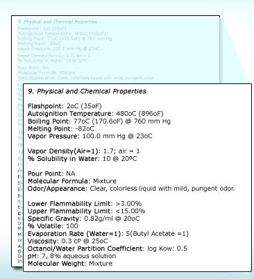 3015 Section 9: Physical and Chemical Properties This section lists physical properties of the product.