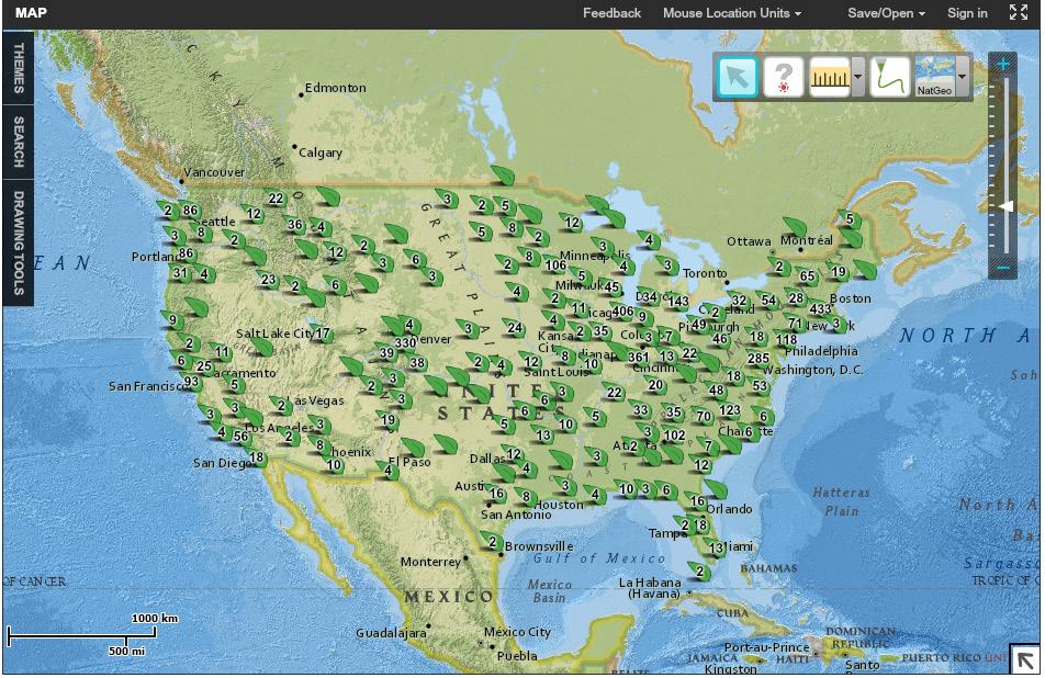 Along with viewing observations on a national scale, you can click on individual observation locations (which are displayed on the map using a leaf icon) to learn more about observations at that
