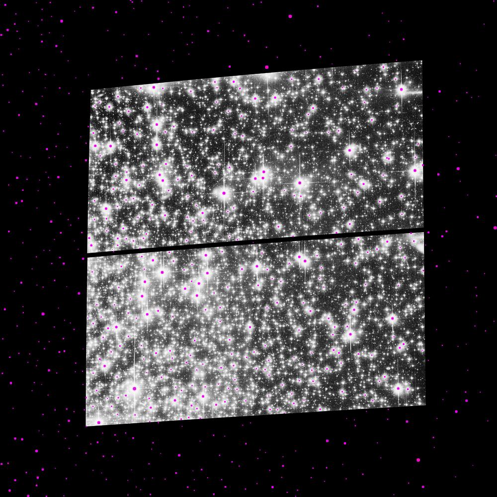 Figure 2: 2MASS stars overlayed on ACS/WFC full frame image.