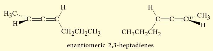Indeed, 2,3-heptadiene is a chiral allene, and therefore exists as a pair of enantiomers that can in principle be separated by an enantiomeric resolution.