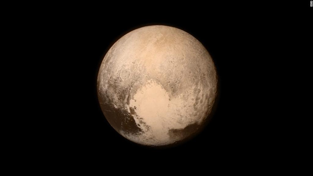 Pluto In July of 2015, the New Horizons space probe flew past Pluto and its moons. This image from the flyby shows a more complex object than expected.
