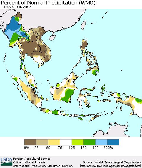 2] Rainfall Figure 2 shows actual rainfall and rainfall departures for the period 4/12/17-10/12/17 Generally moderate falls (35mm to 200mm) occurred over all regions except the