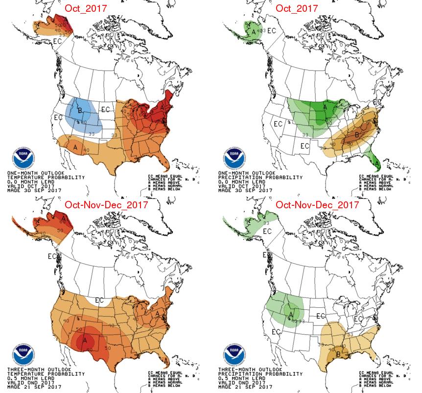 Appendix Figure 2 Temperature (left panel) and precipitation (right panel) outlooks for the month of