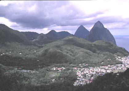 Soufrière town and
