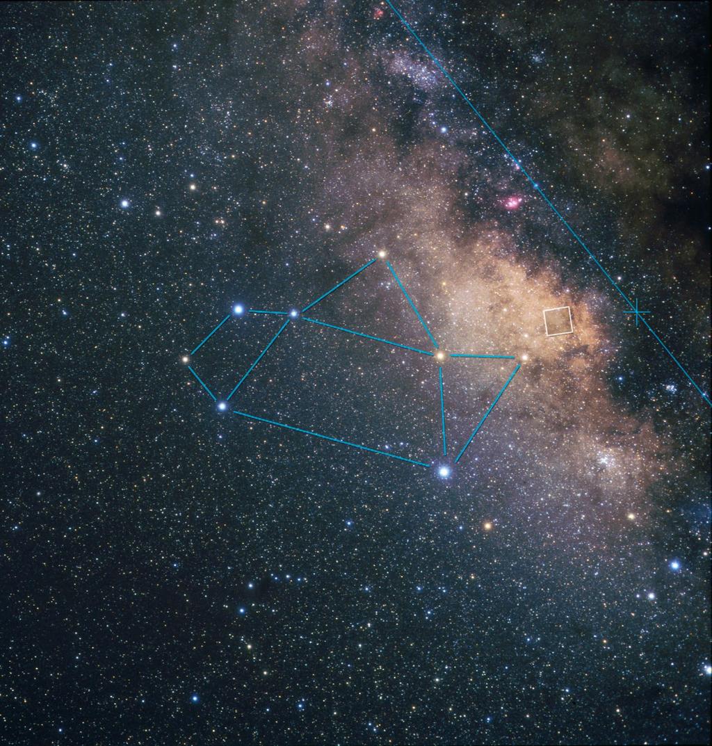 The SWEEPS field resides in the constellation Sagittarius toward the direction of the center of the Milky Way galaxy. (Photo credit: A.