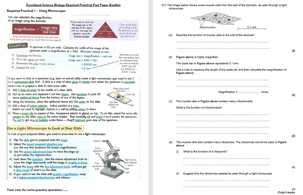 Available Resources 2) Practical Past Paper Question Packs One past paper pack available for each of the sciences, for both combined science and separates science courses.