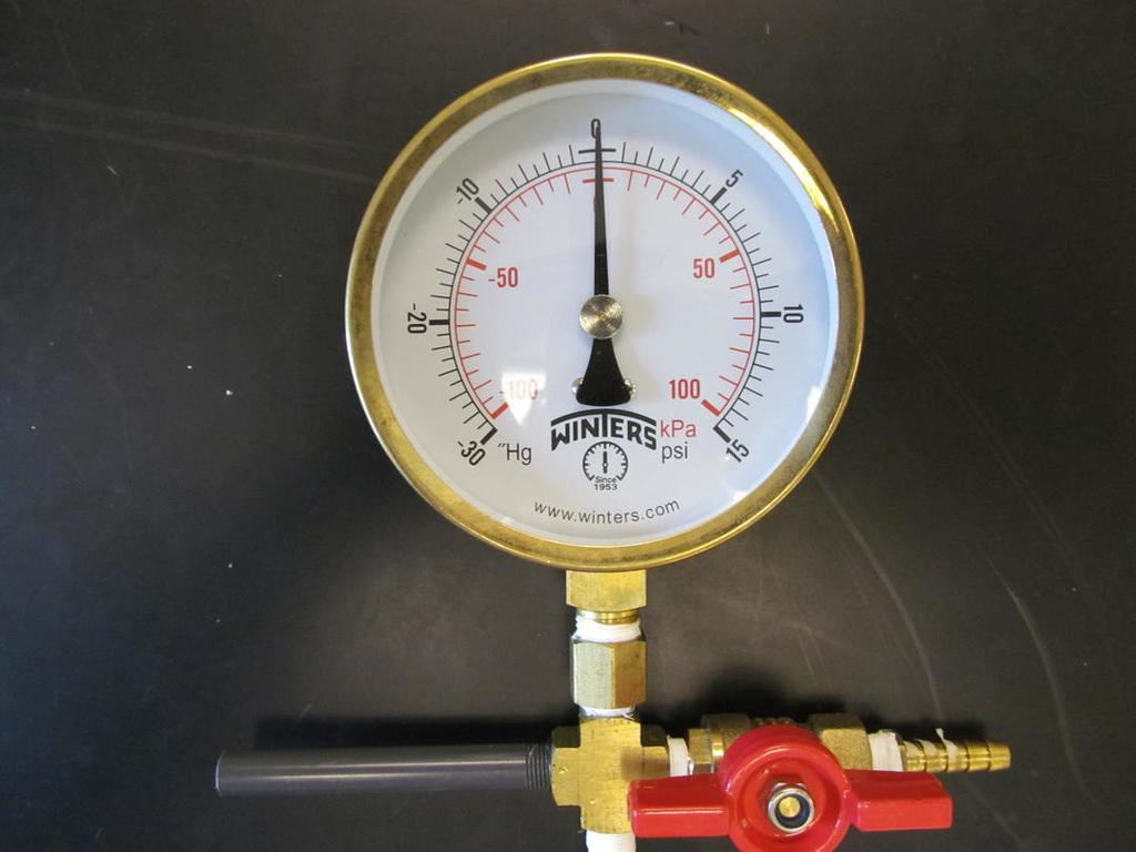 Figure 1.1: The pressure gauge on the gas thermometer, the gas thermometer and the temperature bath equipment The Pascal: The Torr: The lb/in2 (psi) 1 Pa = 1 N/m2 1 Torr = 1 mm Hg 1 lb/in2 = 6870.