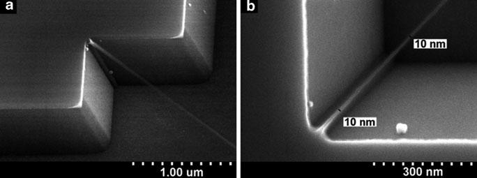 36 M.A. Mohammad et al. Fig. 2.34 SEM images of the clamping point: (a) tilt-view showing clamping features and release, and (b) top-view showing width uniformity Figure 2.