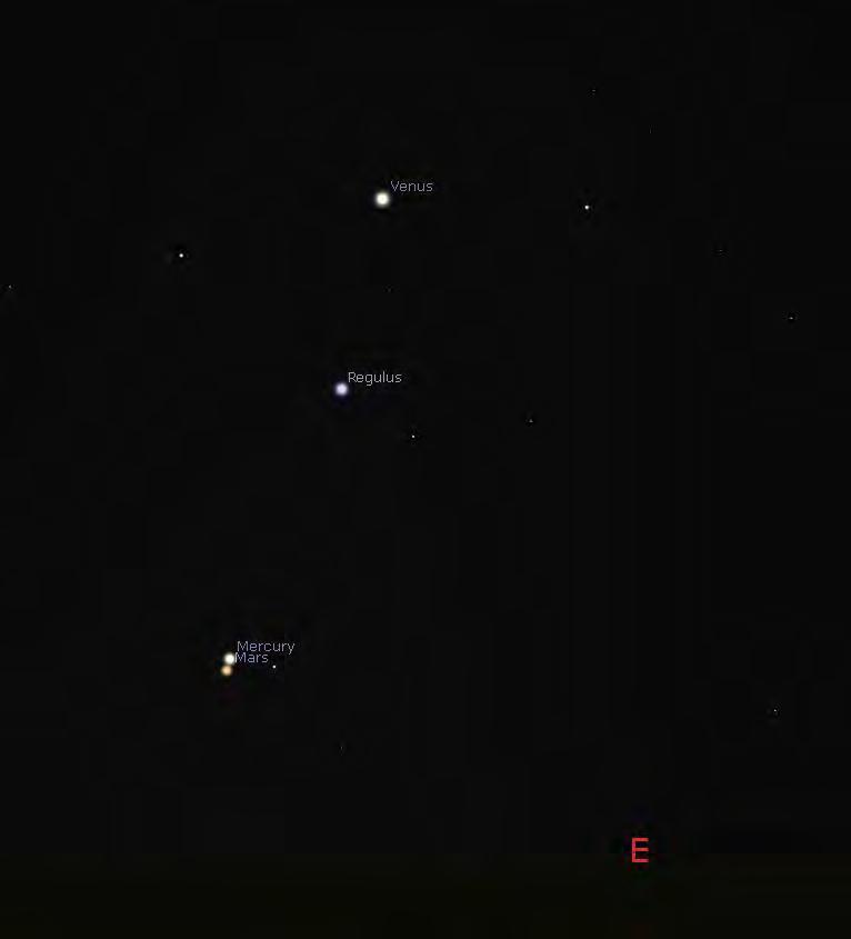 Sep 16 Mercury/Mars: only 3.3' separation, brightness: -0.9 and +1.