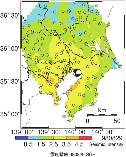 2 shows the location and F-net CMT solution of four earthquakes listed in Table 1 and the epicenters of the Ansei-Edo earthquake estimated by Usami et al. (2013) and Hikita and Kudo (2001).