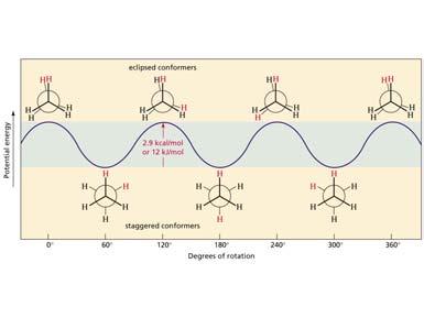 Different Conformations of Ethane A staggered conformer is more
