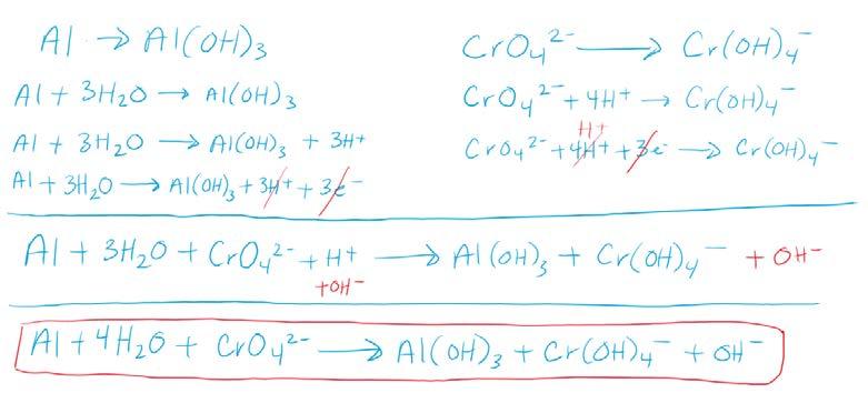 c) NO 3 - (aq) + H 2 (g) NO(g) + H 2 O (l) d) Al(s) + CrO 2-4