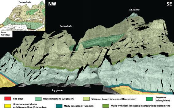Vertical 3D geology of the Dents du Midi in the Morcles Nappe. REFERENCES Buckley, S.J., Enge, H.D., Carlsson, C., Howell, J.A. 200: Terrestrial laser scanning for use in virtual outcrop geology.