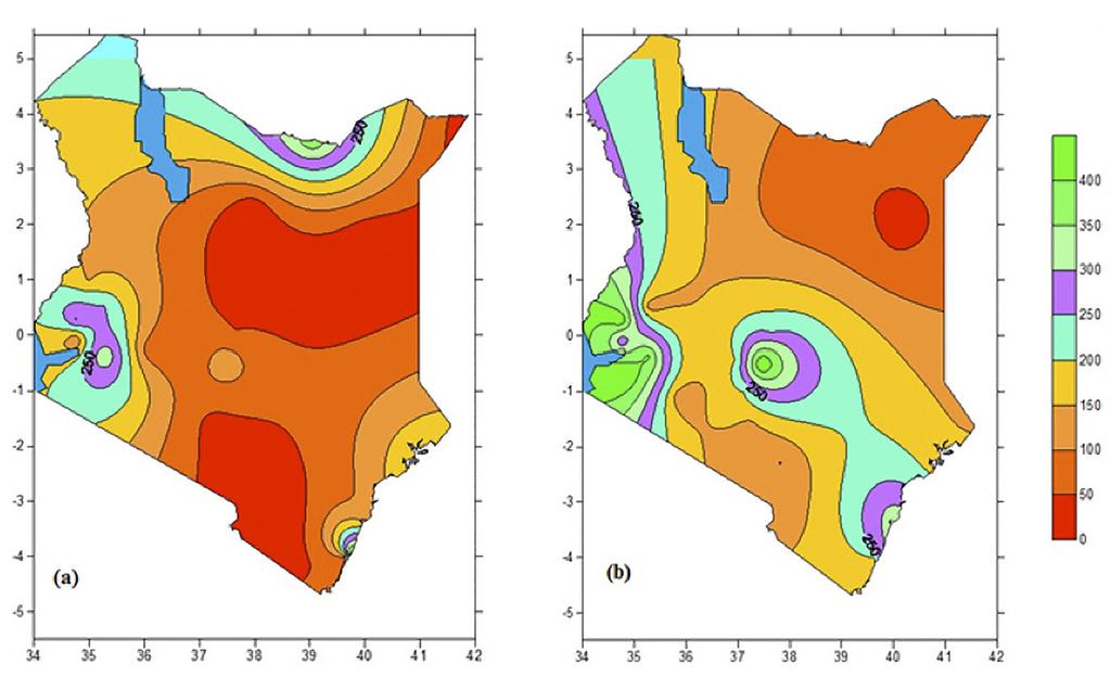 Spatial distribution of temperature for April 2011 (a) Observed temperature (b) Forecasted temperature Results from Assessment of Model Accuracy and Skill The accuracy was assessed by using RMSE, AME