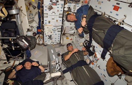 SLEEPING IN SPACE Astronauts are weightless and can sleep in any orientation.