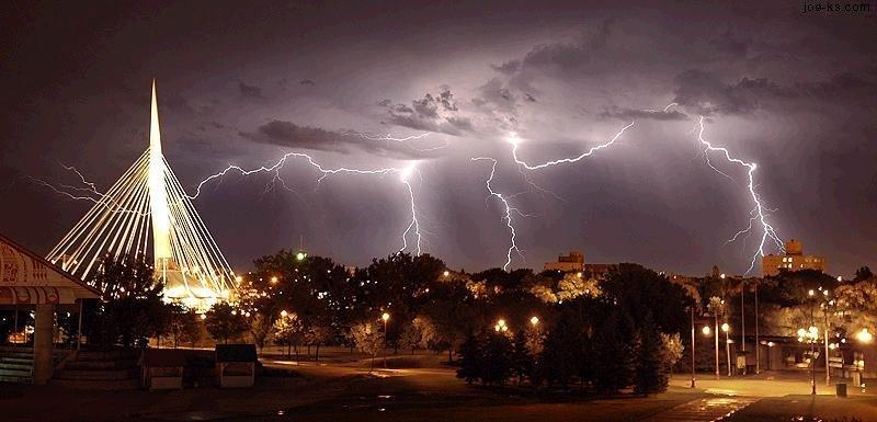 Thunderstorms Lightning: sudden spark or electrical discharge typically caused by the build up of positive