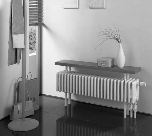 Fixing and mounting Standard column radiator as bench This standard column radiator as a bench combines the advantages of column radiators such as comfortable heat output, safety (GUV-tested) and