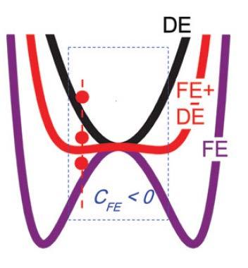 How to stabilize a Negative Capacitance? Add a positive dielectric capacitance in series such that total free energy of system has a minima in the negative capacitance regime of ferroelectric.