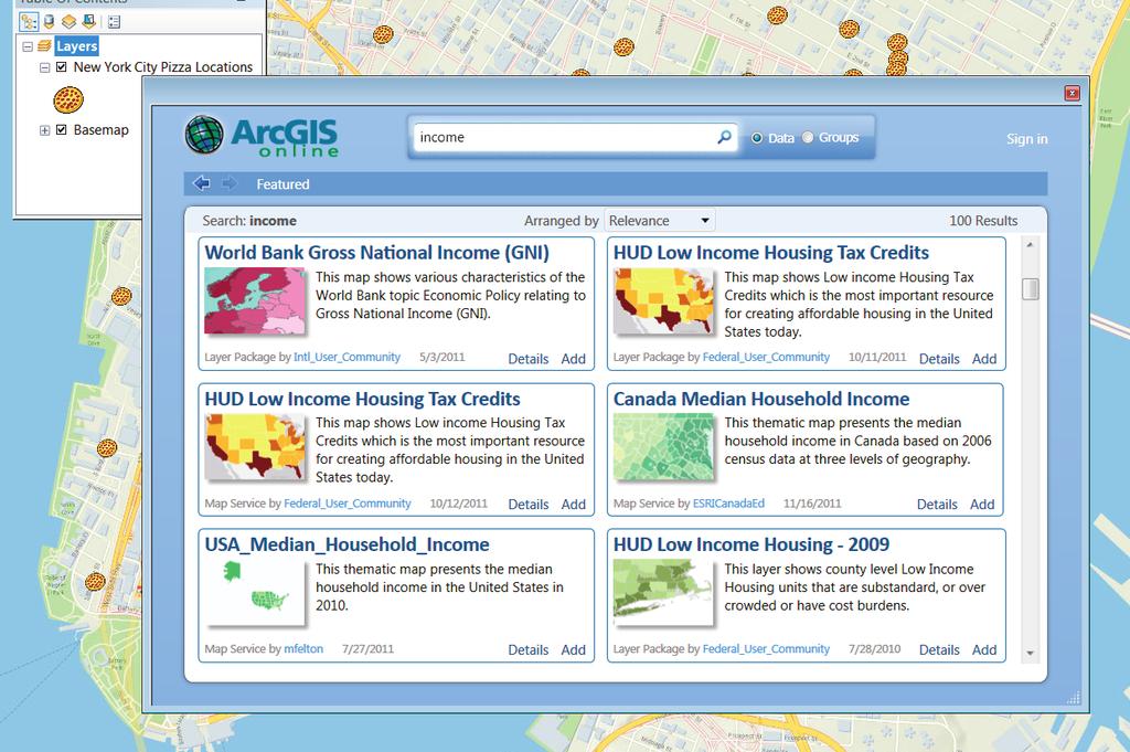 Access ready-to-use data directly from ArcGIS for Desktop.