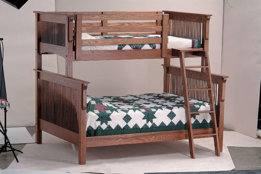 TRANSITIONAL BEDROOM SERIES 213: Mission Twin Over Full Size Bunk Bed 63 D x 81 L x 71 H