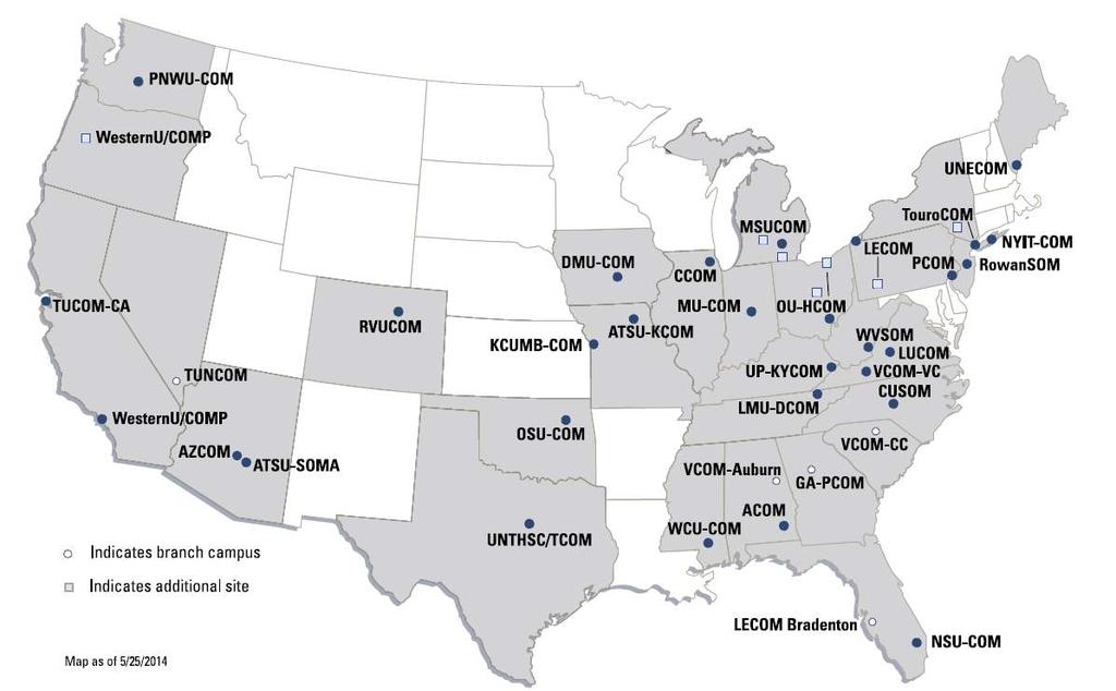 Osteopathic Medical Colleges Locations 0 Friendship Blvd.