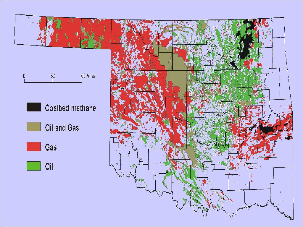 Map of Oklahoma Oil and Gas Fields; Distinguished By GOR and Coalbed Methane