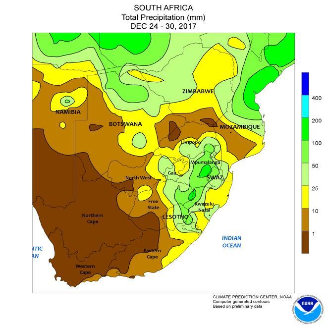 Northern Cape and western sections of Free State and North West will remain critically dry during the next two weeks.