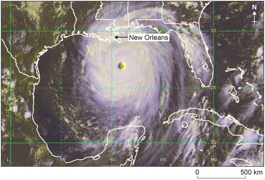 7 Study Figure 4, a satellite image of Hurricane Katrina shortly before it crossed New Orleans in the USA. Figure 4 0 1.