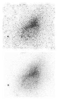10 SMC Photometric Catalog & Extinction Map Fig. 2. Grey scale representations of the SMC. The lower panel is a stellar number density map of stars with V 20.