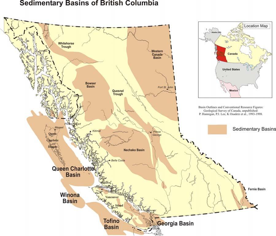 sediments. All of British Columbia s current oil and gas production is obtained from this basin.
