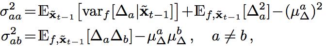 Moment Matching p(x t ) can now be approximated with N (µ t, Σ t ) where µ and Σ are