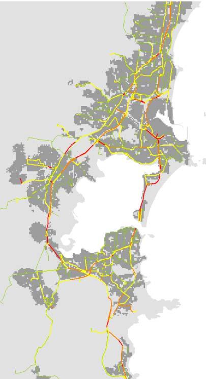Traffic speed during morning peak on a of trips produced by the weekday, (a) observed (b) simulated transport model between origins and destinations needs