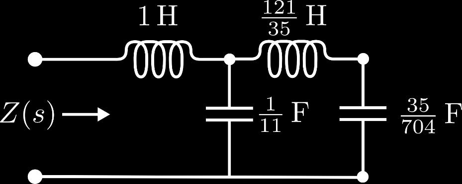 Realization Problem: Filter Synthesis 2 Example: Synthesize the transfer function TT ss = ss4 +20ss 2 +64 ss 3 +9ss and draw the corresponding circuit diagram.