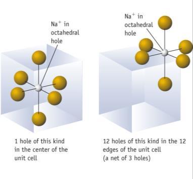 unit cell Na + in octahedral hole: 1 Na + at