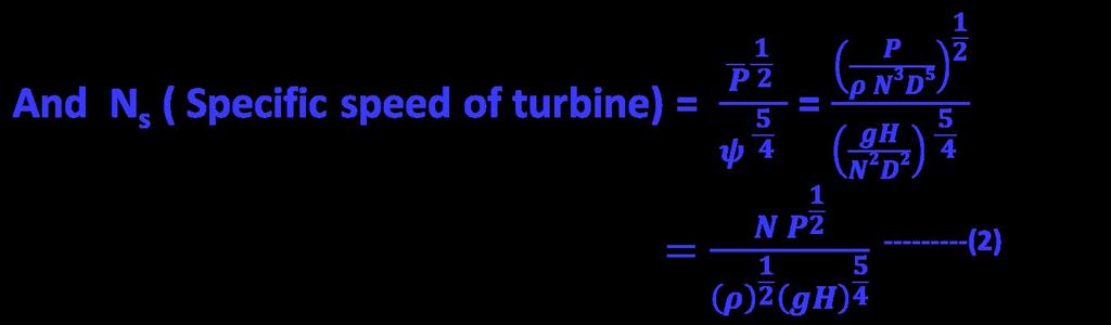 Specific speed as defined above is at the point of maximum efficiency of a turbomachine.