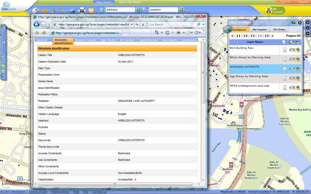 GeoSpace Portal Features - Discovery ISO 19115 compliant Metadata as a registry for