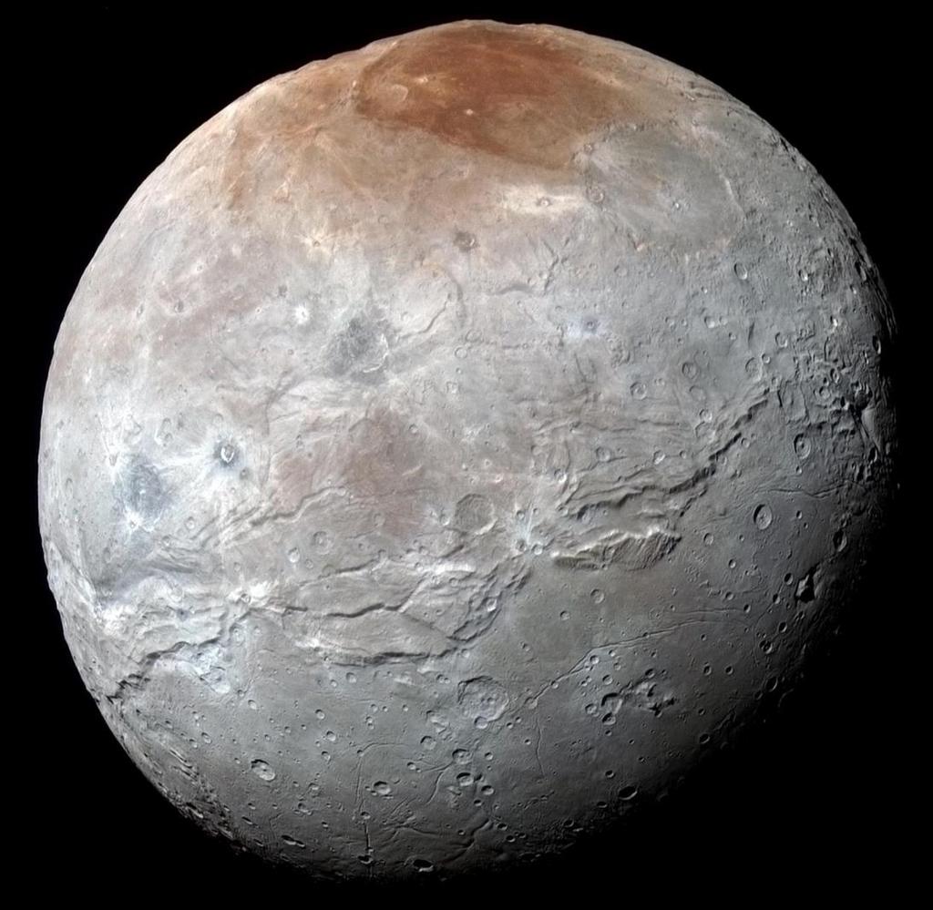 14 Charon s surface Charon in Enhanced Color NASA's New Horizons captured this high-resolution enhanced color view of Charon just before closest approach on July 14, 2015.