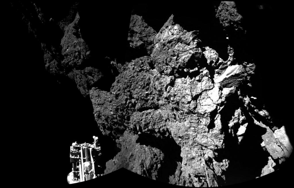 35 Surface of Comet 67P Rosetta s lander Philae is safely on the surface of Comet 67P/Churyumov-Gerasimenko, as these