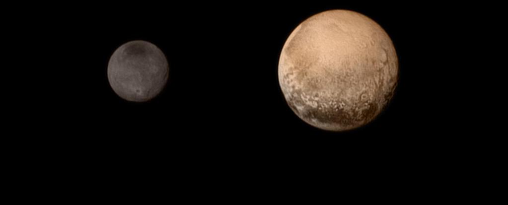 4 Charon Pluto 1208 km diameter 2370 km diameter (Earth s Moon: 3474 km) A portrait from the final approach.