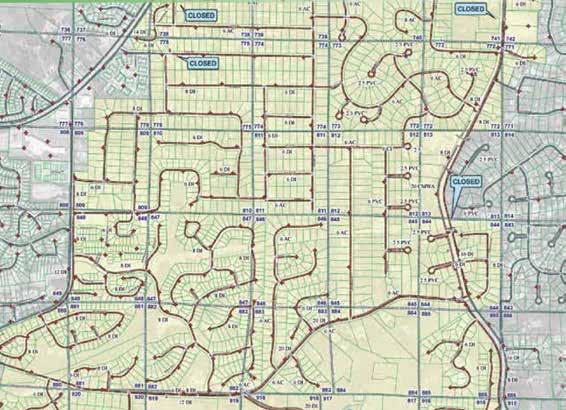 Basic GIS principles This utility map shows parcel locations, water lines, and valves for Cobb County Water System in Marietta, Georgia. Map courtesy of Cobb County Water System.