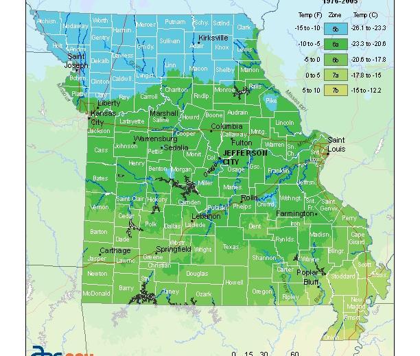 USDA Cold-hardiness Map Zone 6 Zone 5
