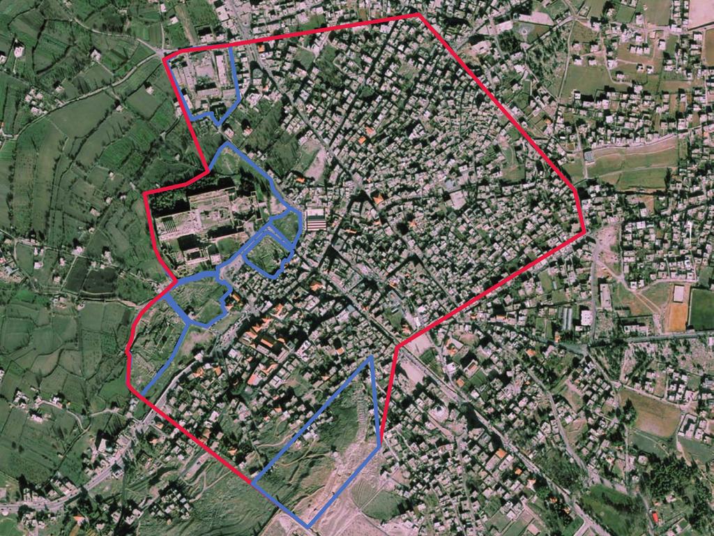 Web-based Spatial Data Management 235 Fig. 1. Aerial image of Baalbek with extent of the urban research area marked in red and excavation areas marked in blue.