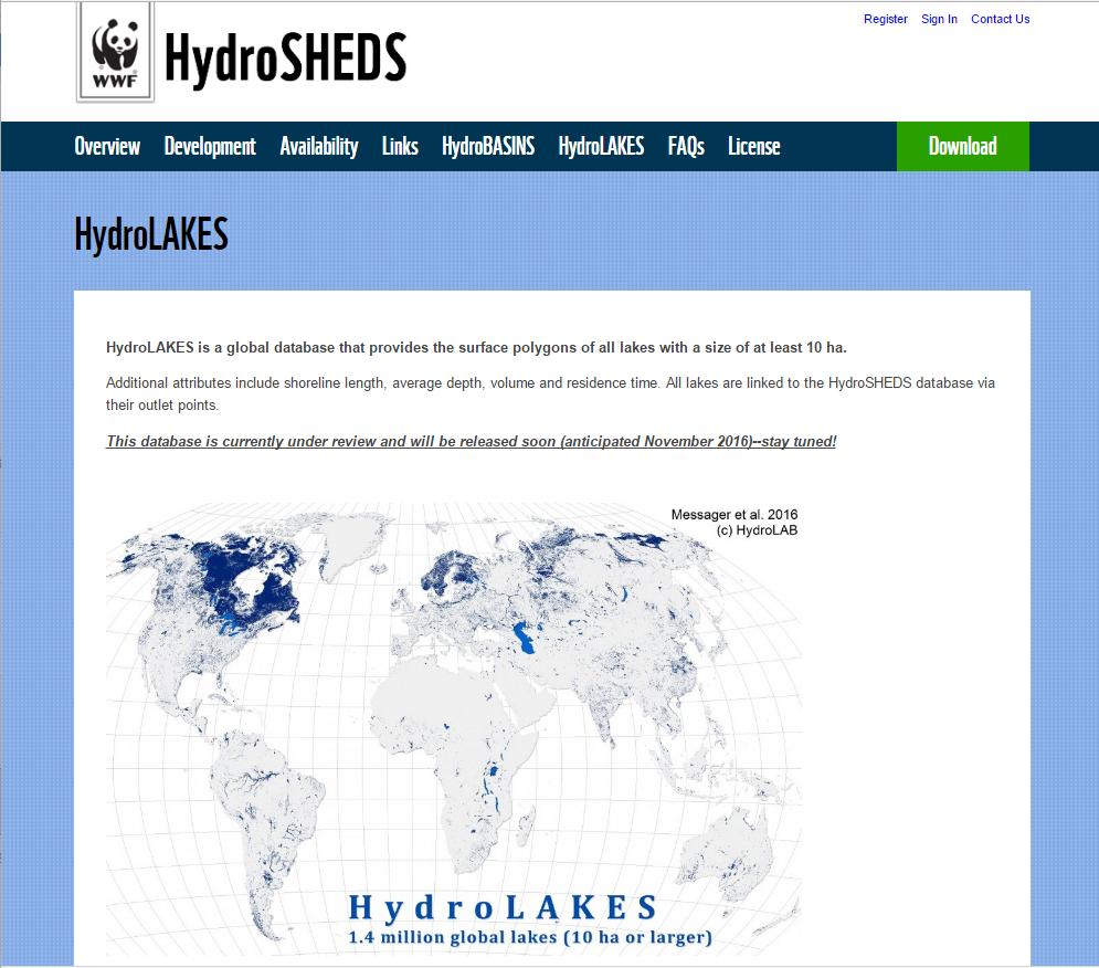 HydroLAKES http://www.hydrosheds.