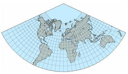 Lambert Conformal Conic Projection Conformal, often secant projection, with two added parallels. Small shapes and local angles are accurate. Area minimally distorted near the standard parallels.
